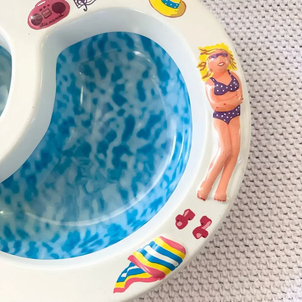 Vintage Swimming Pool Bikini Chip Dip Serving Bowl Alice Marcel Plastic 1990s